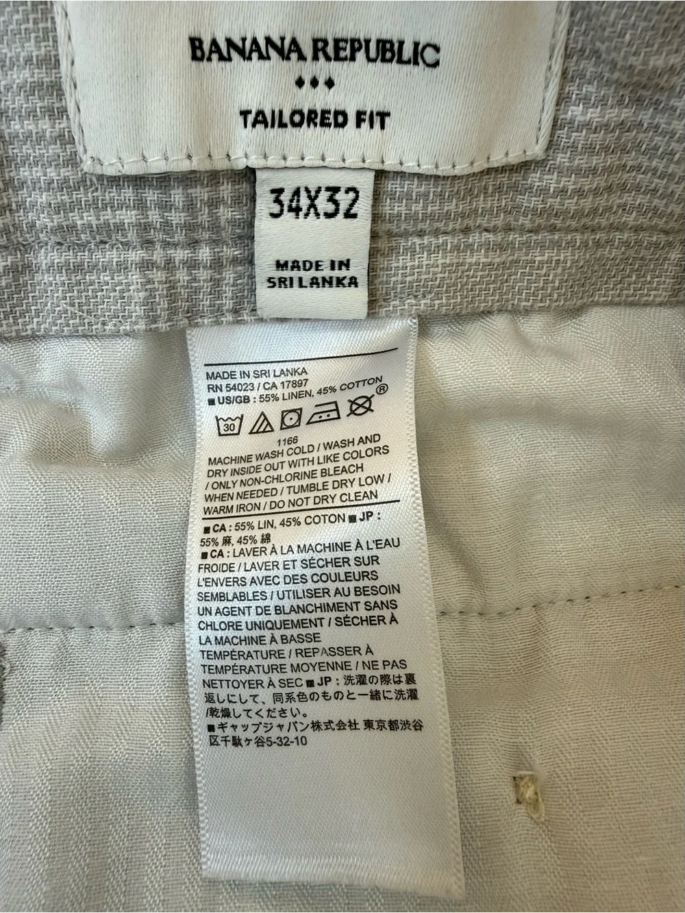 Banana Republic Men TAILORED-FIT LINEN-BLEND GLEN PLAID SUIT TROUSER size 34x29